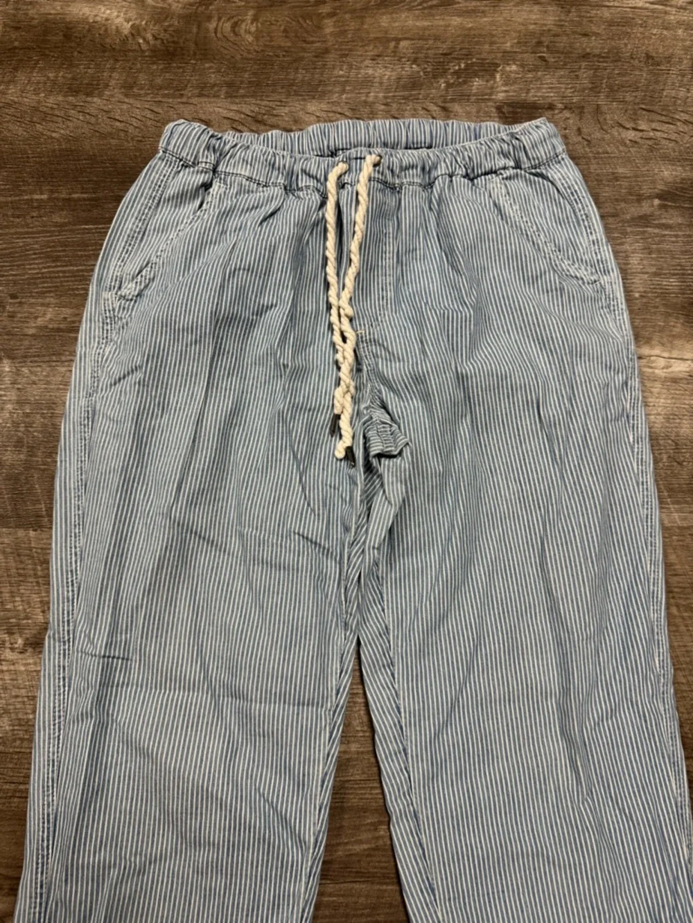 Aerie 100% Cotton Blue & White Striped Joggers Size Small - Picture 2 of 8